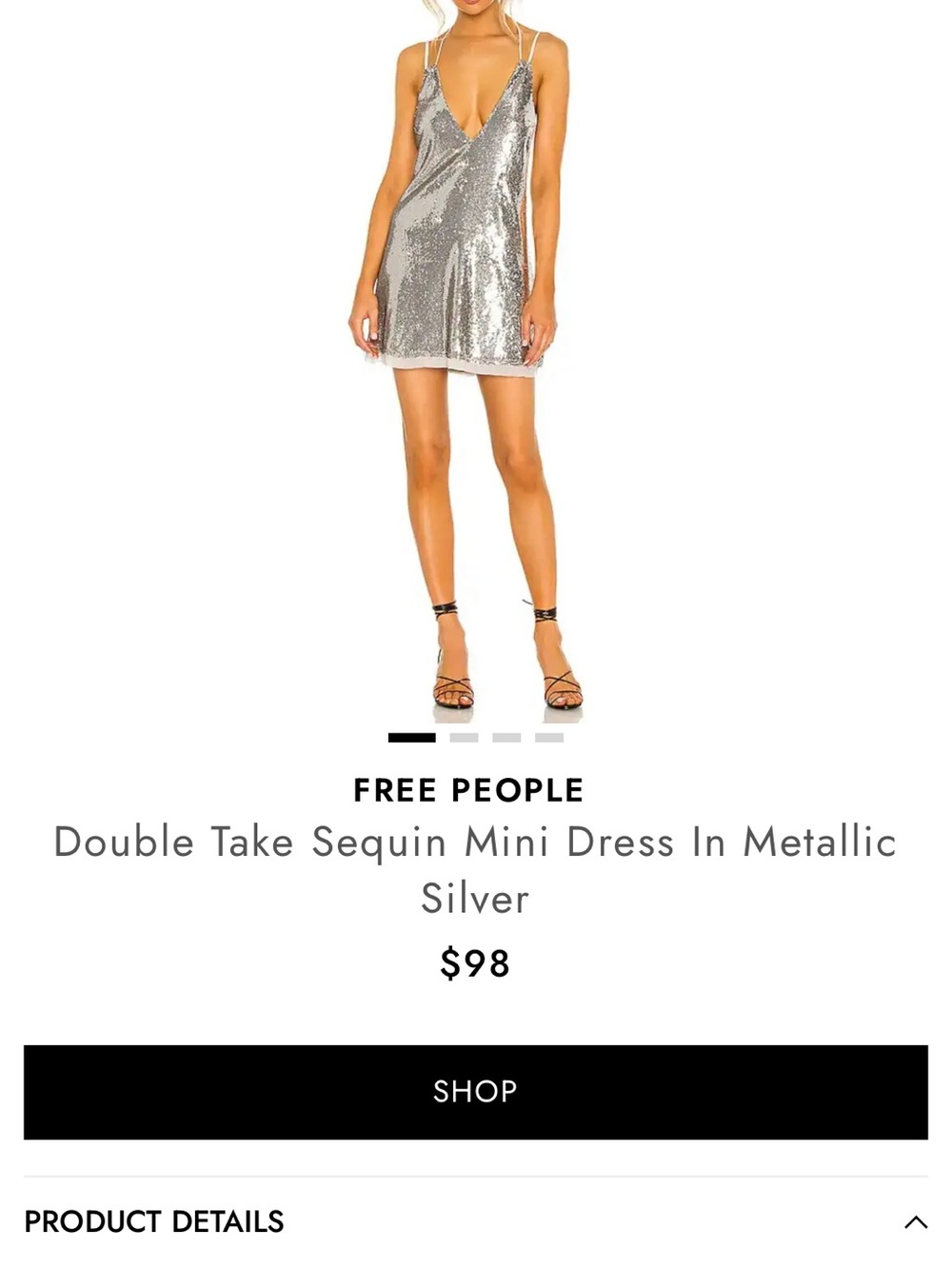 Free People Double Take Silver Sequin Mini Slip Dress Women’s Size Medium - Picture 5 of 8